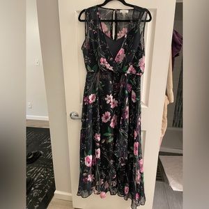 Calvin Klein Midi Dress w/ Chiffon Overlay, size 12